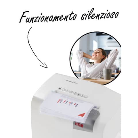 Distruggidocumenti uso moderato HSM SHREDSTAR X13 - P-4 - 23 L - taglio a frammenti 4x37 mm bianco/argento 1057121